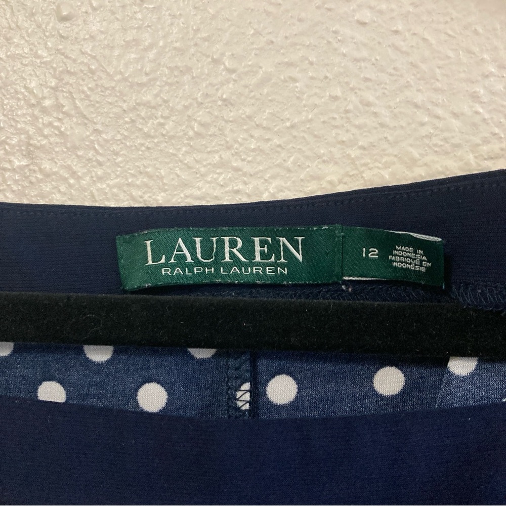 Lauren Ralph Lauren Navy Polka Dot Dress Sleeveles size 12 - Picture 6 of 16
